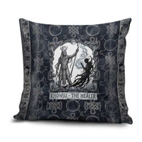 Khonsu Ancient Egyptian Pillow Cover with Dark Celtic Knot Pattern, Baboon Guardian Symbol, and Moon Healer Motif - Wonder Print Shop
