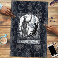 Khonsu Ancient Egyptian Puzzle with Dark Celtic Knot Pattern, Baboon Guardian Symbol, and Moon Healer Motif - Wonder Print Shop