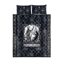 Khonsu Ancient Egyptian Quilt Bed Set with Dark Celtic Knot Pattern, Baboon Guardian Symbol, and Moon Healer Motif - Wonder Print Shop