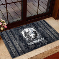 Khonsu Ancient Egyptian Rubber Doormat with Dark Celtic Knot Pattern, Baboon Guardian Symbol, and Moon Healer Motif - Wonder Print Shop