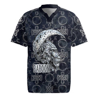 Khonsu Ancient Egyptian Rugby Jersey with Dark Celtic Knot Pattern, Baboon Guardian Symbol, and Moon Healer Motif - Wonder Print Shop