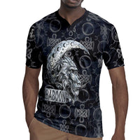 Khonsu Ancient Egyptian Rugby Jersey with Dark Celtic Knot Pattern, Baboon Guardian Symbol, and Moon Healer Motif - Wonder Print Shop
