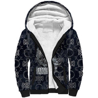 Khonsu Ancient Egyptian Sherpa Hoodie with Dark Celtic Knot Pattern, Baboon Guardian Symbol, and Moon Healer Motif - Wonder Print Shop