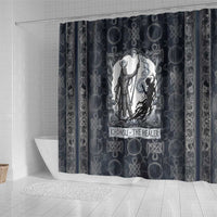 Khonsu Ancient Egyptian Shower Curtain with Dark Celtic Knot Pattern, Baboon Guardian Symbol, and Moon Healer Motif - Wonder Print Shop
