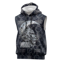 Khonsu Ancient Egyptian Sleeveless Hoodie with Dark Celtic Knot Pattern, Baboon Guardian Symbol, and Moon Healer Motif - Wonder Print Shop