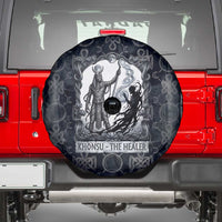 Khonsu Ancient Egyptian Spare Tire Cover with Dark Celtic Knot Pattern, Baboon Guardian Symbol, and Moon Healer Motif - Wonder Print Shop