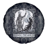 Khonsu Ancient Egyptian Spare Tire Cover with Dark Celtic Knot Pattern, Baboon Guardian Symbol, and Moon Healer Motif - Wonder Print Shop
