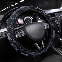 Khonsu Ancient Egyptian Steering Wheel Cover with Dark Celtic Knot Pattern, Baboon Guardian Symbol, and Moon Healer Motif - Wonder Print Shop