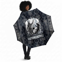 Khonsu Ancient Egyptian Umbrella with Dark Celtic Knot Pattern, Baboon Guardian Symbol, and Moon Healer Motif - Wonder Print Shop