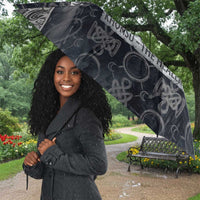 Khonsu Ancient Egyptian Umbrella with Dark Celtic Knot Pattern, Baboon Guardian Symbol, and Moon Healer Motif - Wonder Print Shop