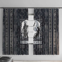 Khonsu Ancient Egyptian Window Curtain with Dark Celtic Knot Pattern, Baboon Guardian Symbol, and Moon Healer Motif - Wonder Print Shop