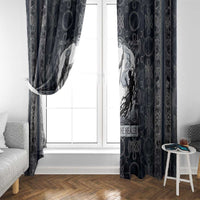Khonsu Ancient Egyptian Window Curtain with Dark Celtic Knot Pattern, Baboon Guardian Symbol, and Moon Healer Motif - Wonder Print Shop