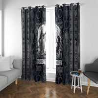 Khonsu Ancient Egyptian Window Curtain with Dark Celtic Knot Pattern, Baboon Guardian Symbol, and Moon Healer Motif - Wonder Print Shop