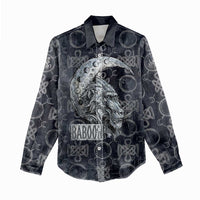 Khonsu Ancient Egyptian Women Casual Shirt with Dark Celtic Knot Pattern, Baboon Guardian Symbol, and Moon Healer Motif - Wonder Print Shop