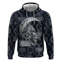 Khonsu Ancient Egyptian Zip Hoodie with Dark Celtic Knot Pattern, Baboon Guardian Symbol, and Moon Healer Motif - Wonder Print Shop