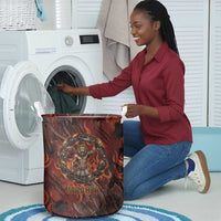 Maahes Laundry Basket Ancient Egyptian Fiery Red Flame - Roaring Lion Head - Wonder Print Shop