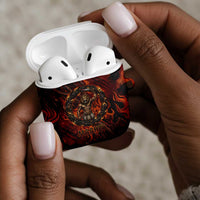 Maahes AirPods Case Ancient Egyptian Fiery Red Flame - Roaring Lion Head - Wonder Print Shop