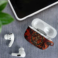Maahes AirPods Case Ancient Egyptian Fiery Red Flame - Roaring Lion Head - Wonder Print Shop