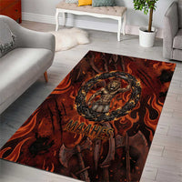 Maahes Area Rug Ancient Egyptian Fiery Red Flame - Roaring Lion Head - Wonder Print Shop
