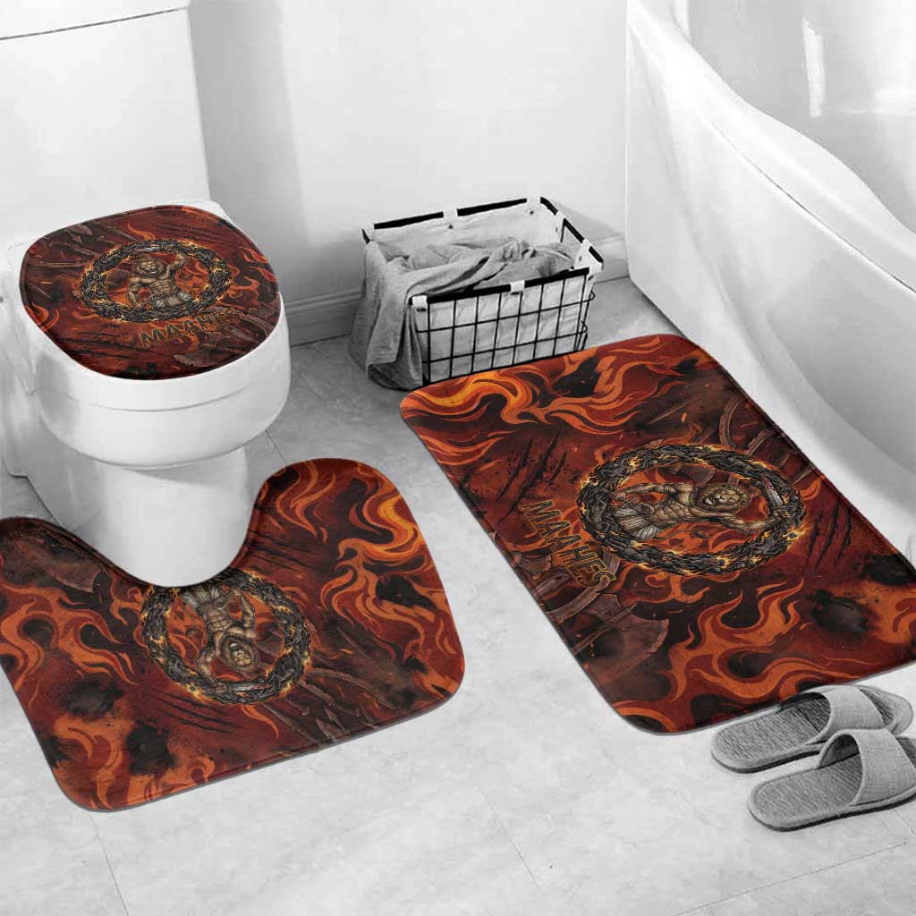 Maahes Bathroom Set Ancient Egyptian Fiery Red Flame - Roaring Lion Head - Wonder Print Shop