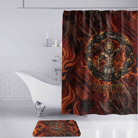 Maahes Bathroom Set Ancient Egyptian Fiery Red Flame - Roaring Lion Head - Wonder Print Shop