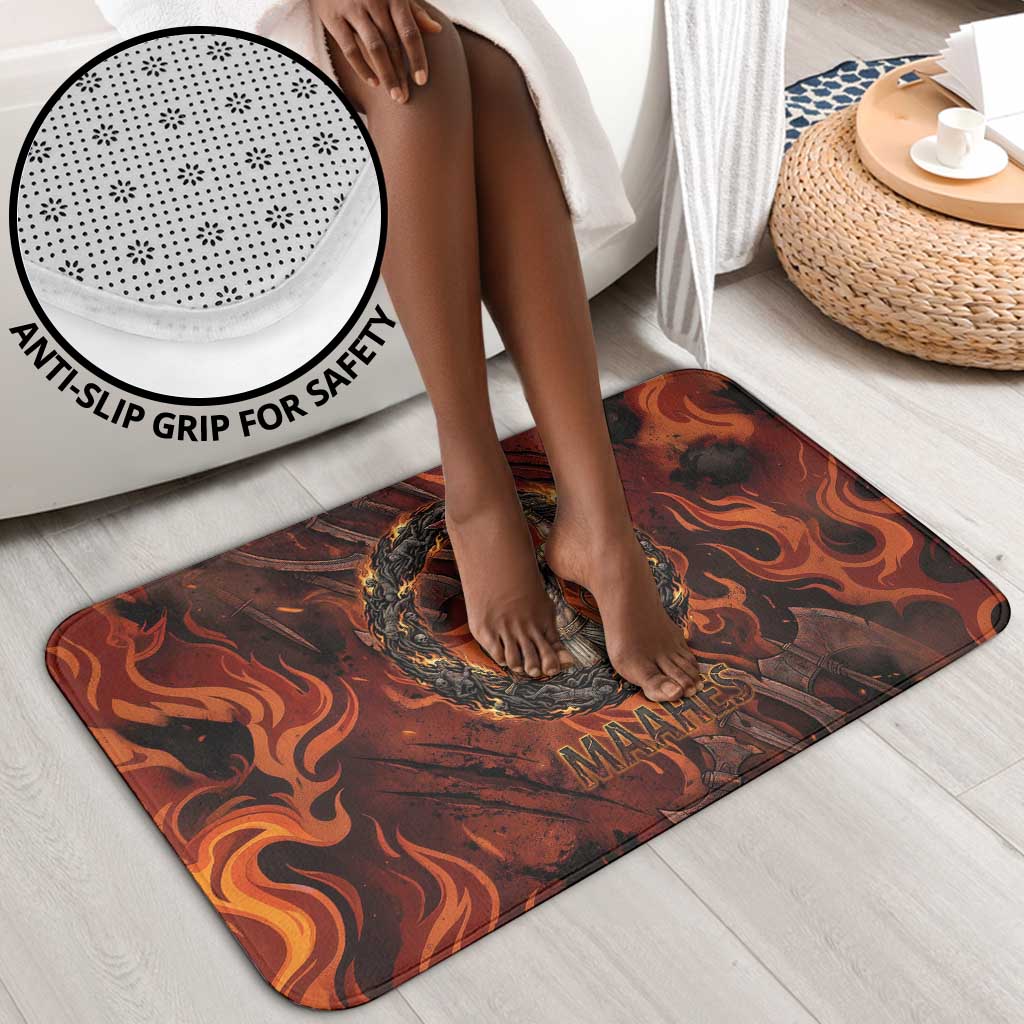 Maahes Bathroom Set Ancient Egyptian Fiery Red Flame - Roaring Lion Head - Wonder Print Shop