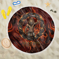 Maahes Beach Blanket Ancient Egyptian Fiery Red Flame - Roaring Lion Head - Wonder Print Shop