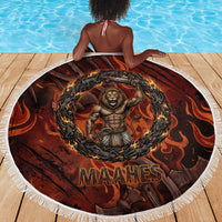 Maahes Beach Blanket Ancient Egyptian Fiery Red Flame - Roaring Lion Head - Wonder Print Shop