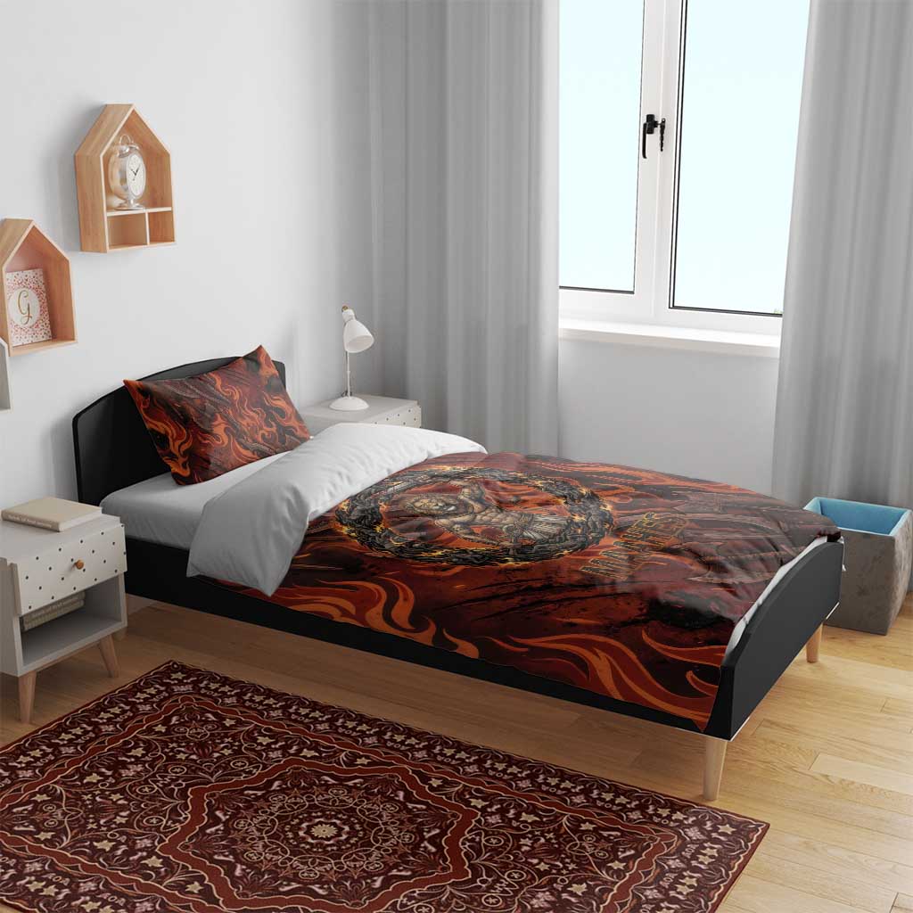 Maahes Bedding Set Ancient Egyptian Fiery Red Flame - Roaring Lion Head - Wonder Print Shop