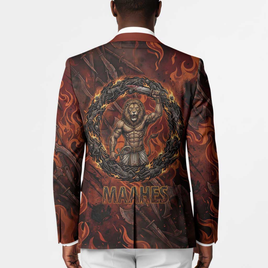 Maahes Blazer Ancient Egyptian Fiery Red Flame - Roaring Lion Head - Wonder Print Shop