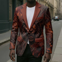 Maahes Blazer Ancient Egyptian Fiery Red Flame - Roaring Lion Head - Wonder Print Shop
