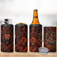 Maahes 4 in 1 Can Cooler Tumbler Ancient Egyptian Fiery Red Flame - Roaring Lion Head - Wonder Print Shop
