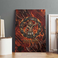 Maahes Canvas Wall Art Ancient Egyptian Fiery Red Flame - Roaring Lion Head - Wonder Print Shop