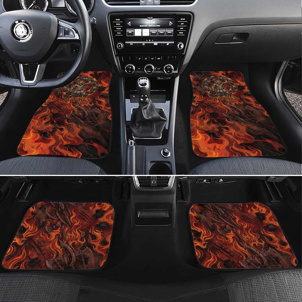 Maahes Car Mats Ancient Egyptian Fiery Red Flame - Roaring Lion Head - Wonder Print Shop