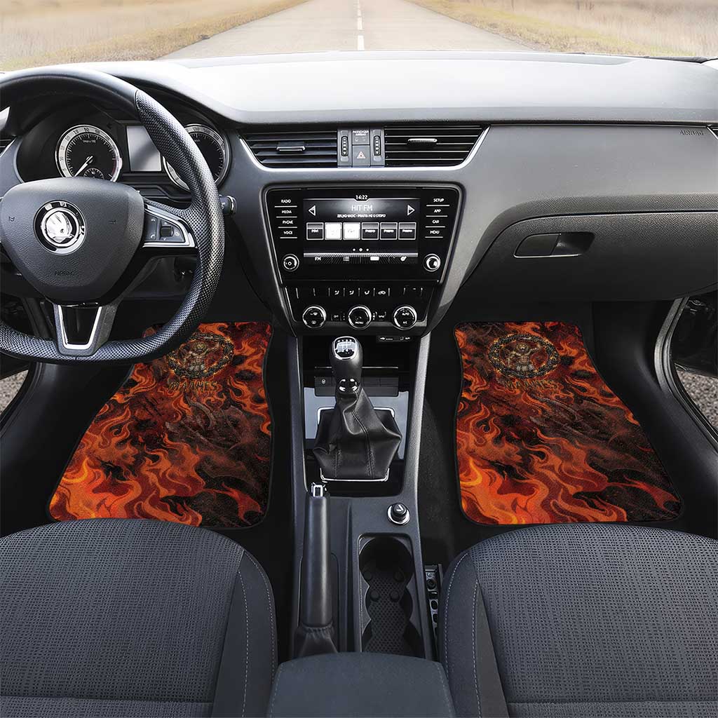 Maahes Car Mats Ancient Egyptian Fiery Red Flame - Roaring Lion Head - Wonder Print Shop