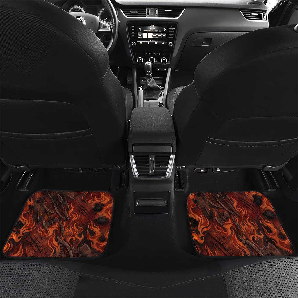 Maahes Car Mats Ancient Egyptian Fiery Red Flame - Roaring Lion Head - Wonder Print Shop