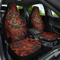 Maahes Car Seat Cover Ancient Egyptian Fiery Red Flame - Roaring Lion Head - Wonder Print Shop