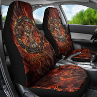 Maahes Car Seat Cover Ancient Egyptian Fiery Red Flame - Roaring Lion Head - Wonder Print Shop