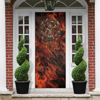 Maahes Door Cover Ancient Egyptian Fiery Red Flame - Roaring Lion Head - Wonder Print Shop