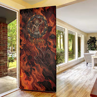 Maahes Door Cover Ancient Egyptian Fiery Red Flame - Roaring Lion Head - Wonder Print Shop