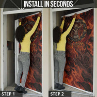 Maahes Door Cover Ancient Egyptian Fiery Red Flame - Roaring Lion Head - Wonder Print Shop