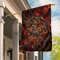 Maahes Garden Flag Ancient Egyptian Fiery Red Flame - Roaring Lion Head - Wonder Print Shop