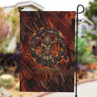 Maahes Garden Flag Ancient Egyptian Fiery Red Flame - Roaring Lion Head - Wonder Print Shop