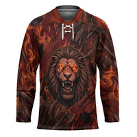 Maahes Hockey Jersey Ancient Egyptian Fiery Red Flame - Roaring Lion Head - Wonder Print Shop