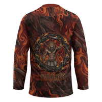Maahes Hockey Jersey Ancient Egyptian Fiery Red Flame - Roaring Lion Head - Wonder Print Shop