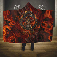 Maahes Hooded Blanket Ancient Egyptian Fiery Red Flame - Roaring Lion Head - Wonder Print Shop