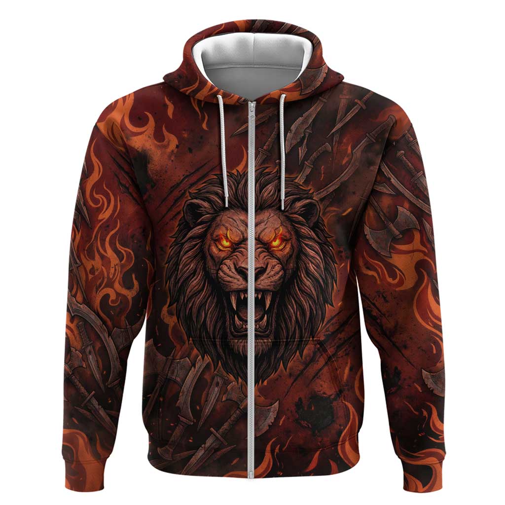 Maahes Hoodie Ancient Egyptian Fiery Red Flame - Roaring Lion Head - Wonder Print Shop