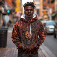 Maahes Hoodie Ancient Egyptian Fiery Red Flame - Roaring Lion Head - Wonder Print Shop