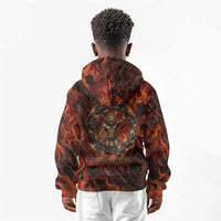 Maahes Kid Hoodie Ancient Egyptian Fiery Red Flame - Roaring Lion Head - Wonder Print Shop