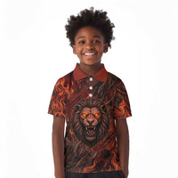 Maahes Kid Polo Shirt Ancient Egyptian Fiery Red Flame - Roaring Lion Head - Wonder Print Shop